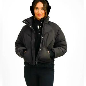 Black Topshop puffer bomber jacket Size 6 ASOS